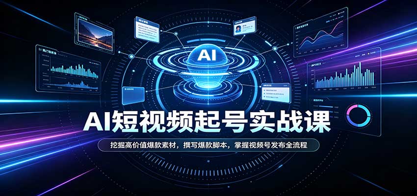 短视频AI起号实战课:挖掘高价值爆款素材,撰写爆款脚本,掌握视频号发布全流程-资源V站