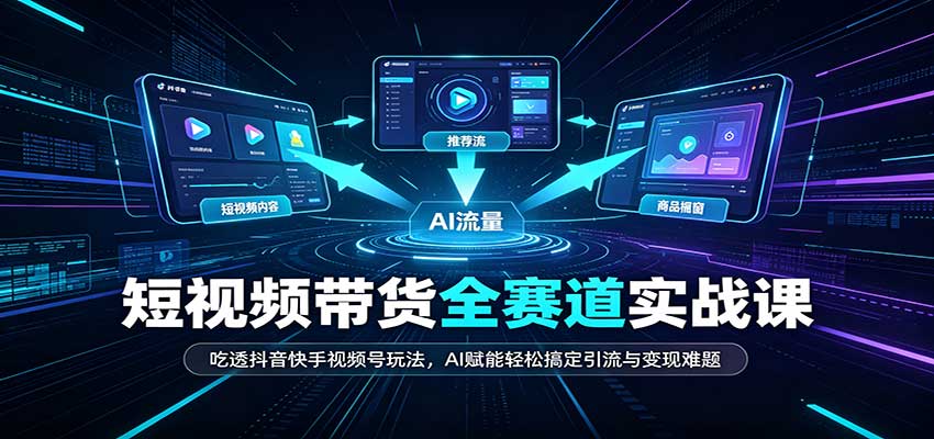 短视频带货全赛道:吃透抖音快手视频号玩法,AI赋能轻松搞定引流与变现难题-资源V站