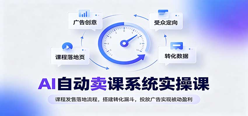 AI自动卖课系统实操课:课程发售落地流程,搭建转化漏斗,投放广告实现被动盈利-资源V站