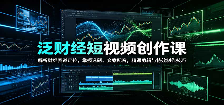 泛财经短视频创作课:解析财经赛道定位,掌握选题、文案配音,精通剪辑与特效制作技巧-资源V站
