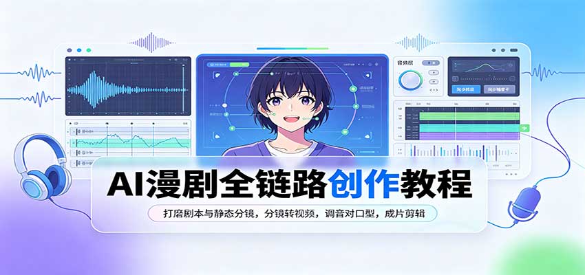 AI漫剧全链路创作教程:打磨剧本与静态分镜,分镜转视频,调音对口型,成片剪辑-资源V站