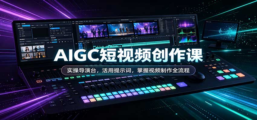 AIGC短视频创作课:实操导演台,活用提示词,掌握视频制作全流程-资源V站