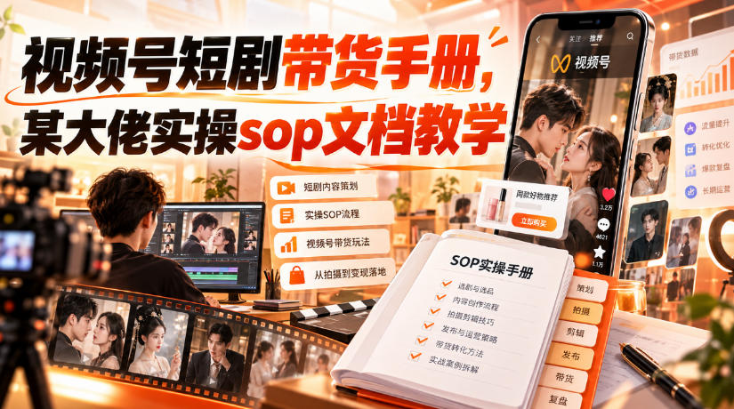 视频号短剧带货手册，某大佬实操sop文档教学-资源V站