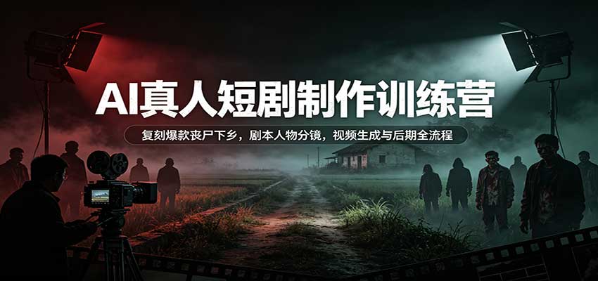 AI真人短剧制作训练营:复刻爆款丧尸下乡,剧本人物分镜,视频生成与后期全流程-资源V站