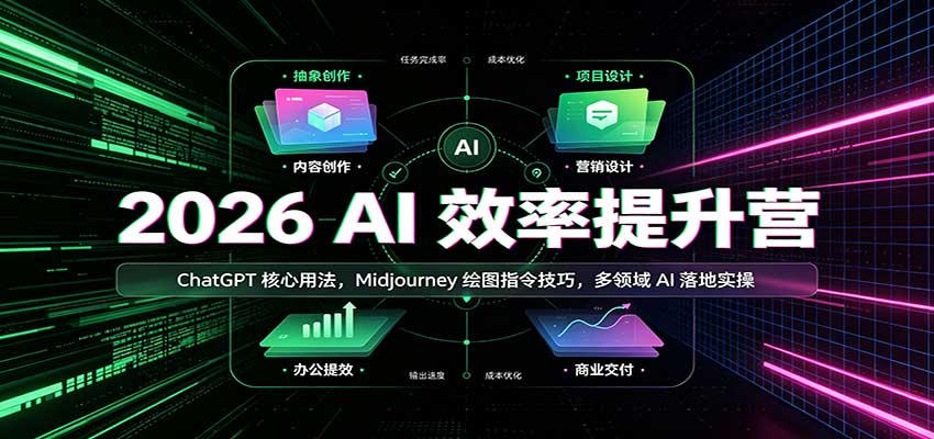 2026 AI效率提升营：ChatGPT核心用法，Midjourney绘图指令技巧，多领域AI落地实操-资源V站